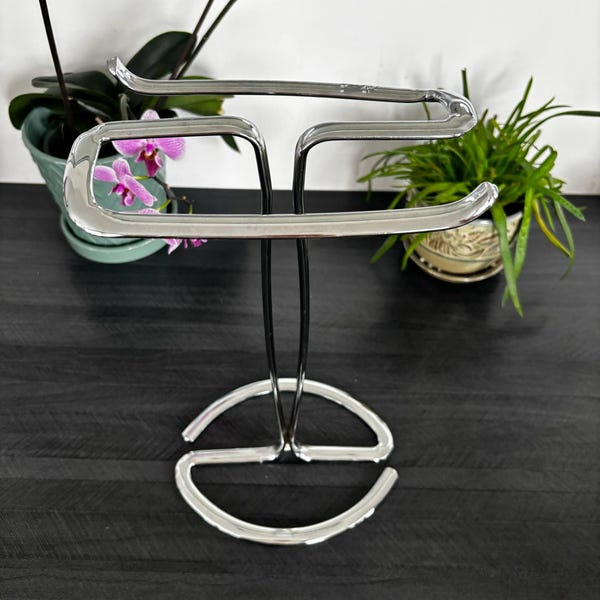 Vintage Chrome Toilet Paper Holder 2000s Freestanding Modern Style Bathroom Tissue Stand