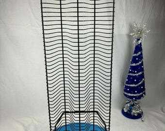Funky Vintage Wood and Black Metal CD Holder - Rack, Storage