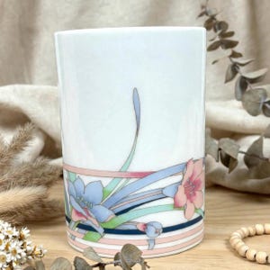 Tuscany Collection Japan porcelain pot, pastel floral art deco style, vintage vase or cachepot from the 80s-90s