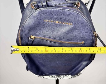 Vintage Tommy Hilfiger Navy Faux Leather Backpack With Gold  display picture 3