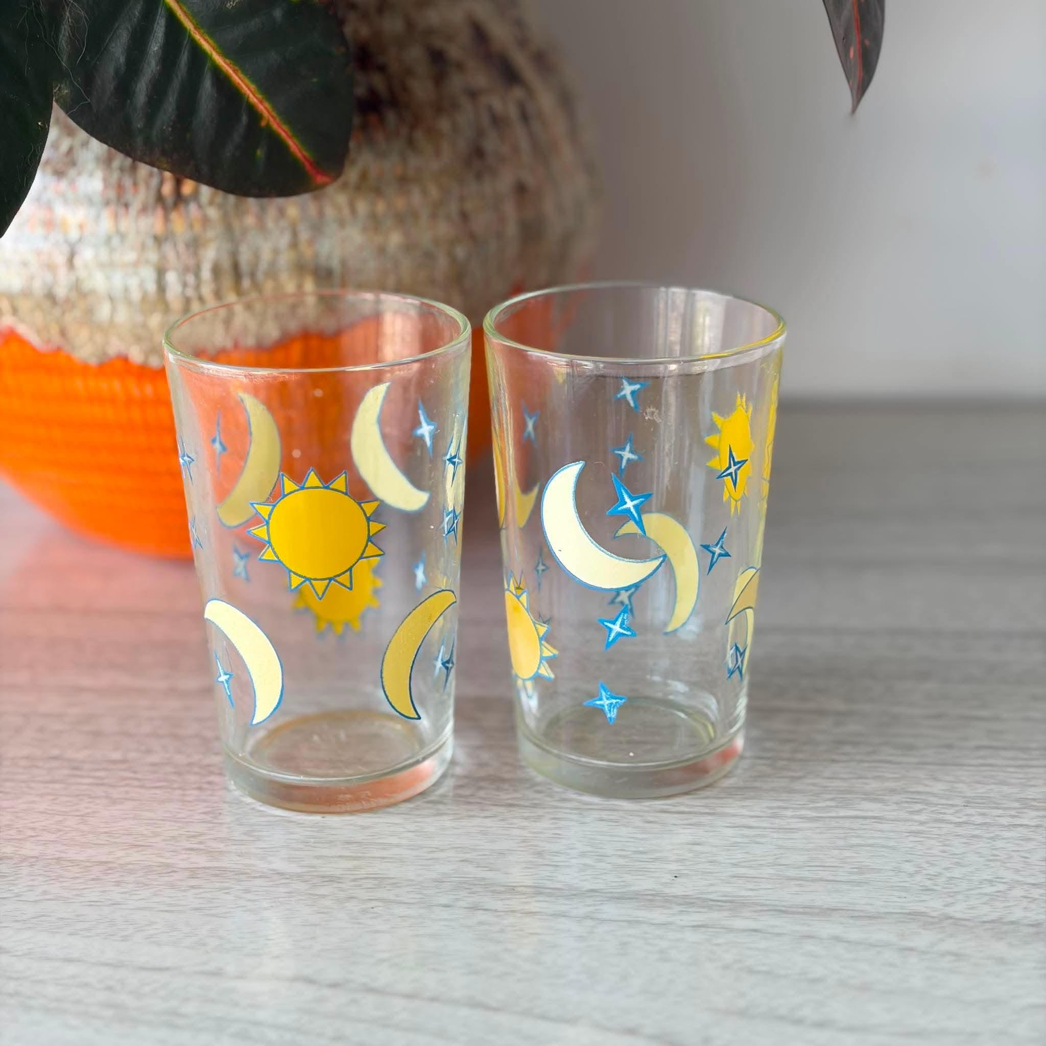 Sun and Moon Vintage Glassware - Etsy