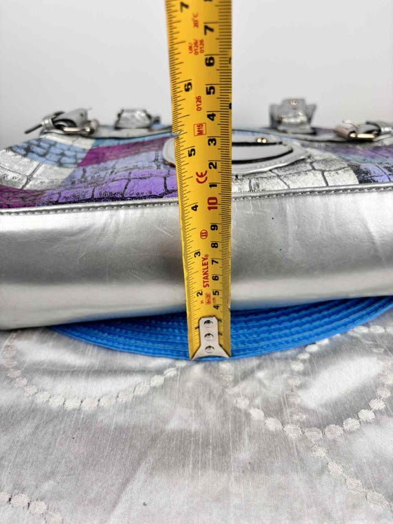 Vintage Jenny Patchwork Handbag Silver Straps Mul… - image 8