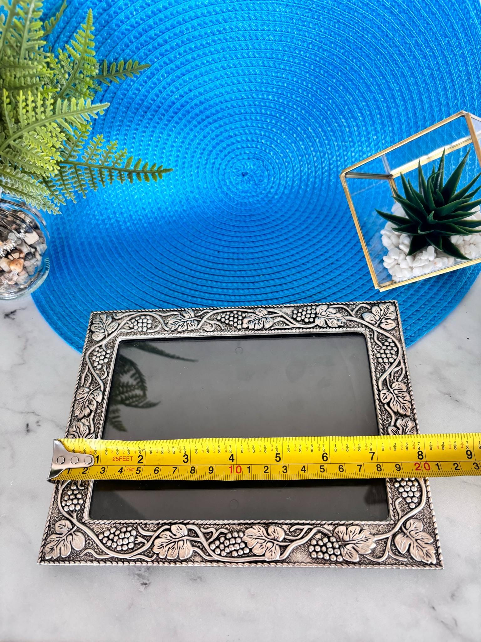 Vintage Silver-plated Metal Photo Frame With Vine and Grape Motif