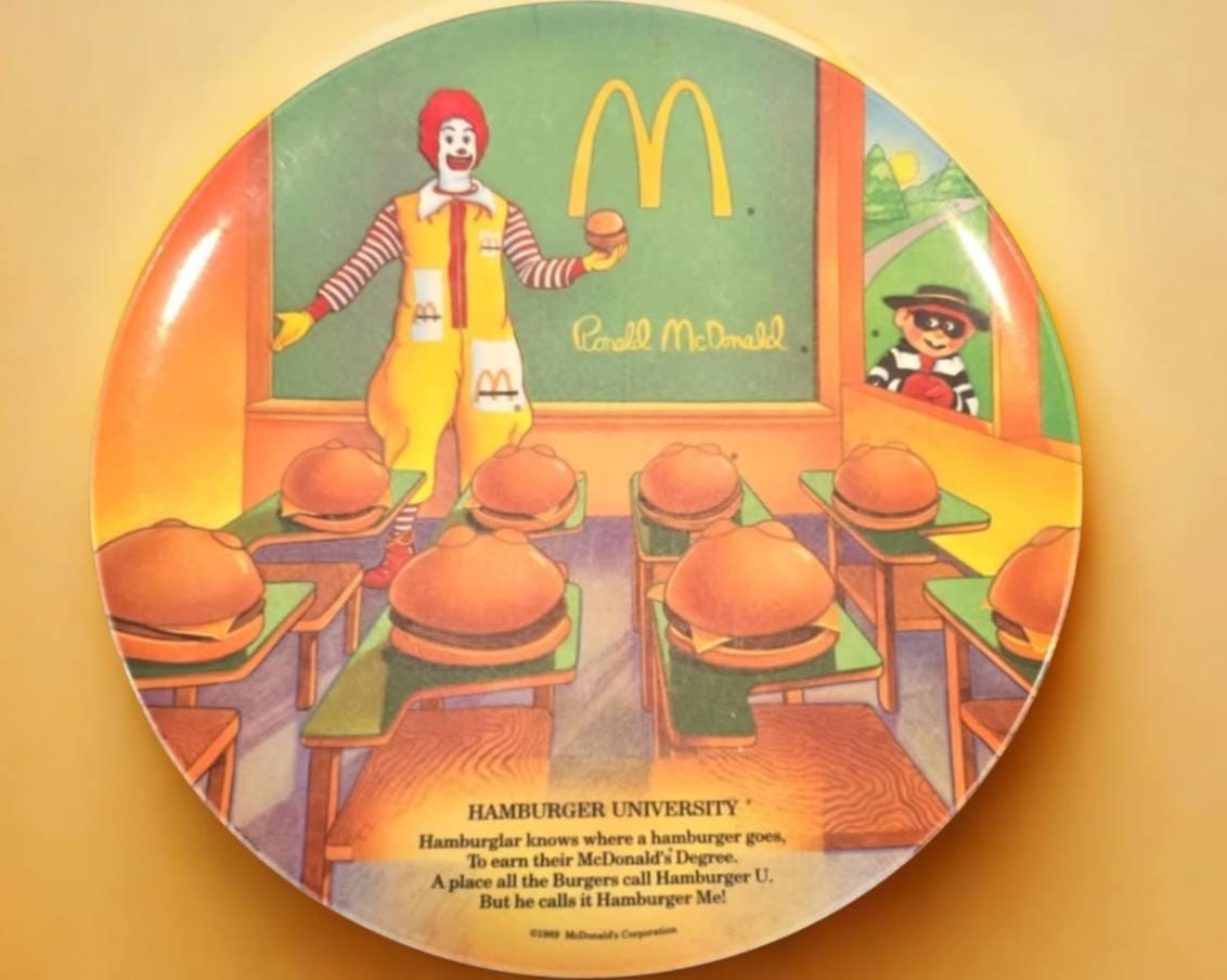 1990 Mcdonald's Souvenir Plate, Hamburger University, Featuring