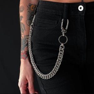 Skull Wallet Chain | Silver Stainless Steel chain | Key Chain Byzantine Chainmail | Pants Chain | Chain Biker Jewelry