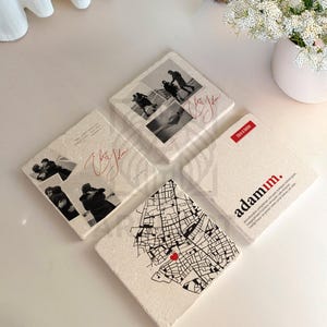 Personalisierte Foto Untersetzer mit Kartendesign, individuelles Hochzeitsgeschenk, Jahrestagsgeschenk mit Paar Fotos, Herzkarte Design Untersetzer Set