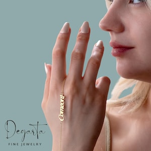 Personalized Bracelet with Name or Message, 14K Solid Gold