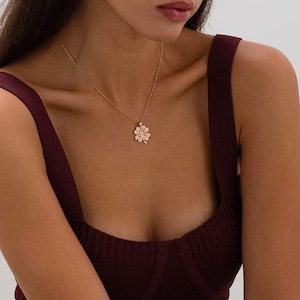 Four Leaf Clover Necklace, 14K Gold Pendant