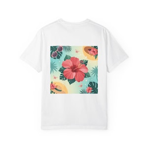 Tropical Summer Floral Pattern - Hibiscus and Palm Seamless Design for Stickers, Fabric, Wall Art
