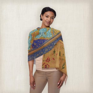 Bohemian Light Scarf, Persian art Wrap, Lightweight Scarf for Women, Versatile Fashion Accessory, Perfect for Travel
