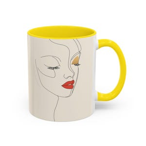 Elegant Line Art Accent Coffee Mug, Modern Coffee Cup, Unique Gift for Her, Stylish Kitchen Decor, Perfect for Birthdays