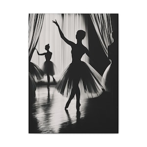 Ballet Dancers Canvas Art, Elegant Wall Decor, Dance Studio Print, Gift for Dancers, Ballet Room Decor, Black and White Artwork