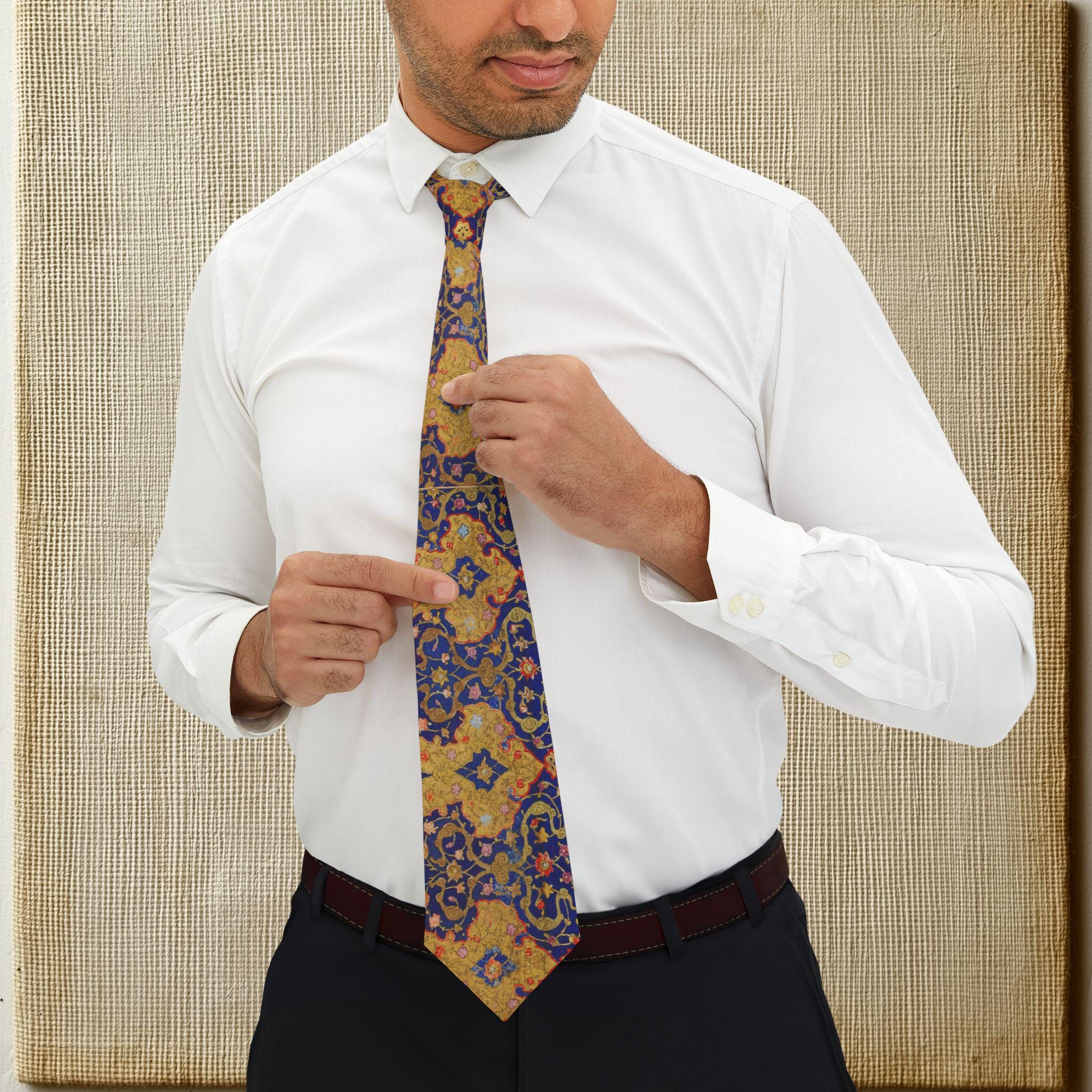 Elegant Persian Floral pattern Necktie, Designer Tie for Formal Events, Gift for Him,  Father Day Gift, Wedding Accessory