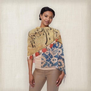 Elegant Light Scarf with Exquisite Persian Design, Perfect for Spring Outings, Gifts for Her, Boho Accessories, Lightweight Wrap, Fashion