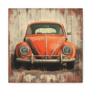 Vintage Car Wall Art, Matte Canvas Print, Retro Decor for Car Lovers, Classic Vehicle Home Decoration, Gift for Father&#39;s Day