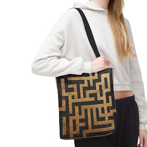 Goldenes kalligrafisches Muster Einkaufstasche - Einzigartige Einkaufstasche, Geschenk für Lehrer, Stilvolle All-Occasion-Tasche, Reise-Tasche, umweltfreundliches Einkaufen