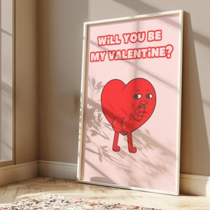 Funny Valentine&#39;s Day Heart Poster - Quirky & Cute Digital Download Print - Retro Wall Art - Vintage Love Decor - Anniversary Gift