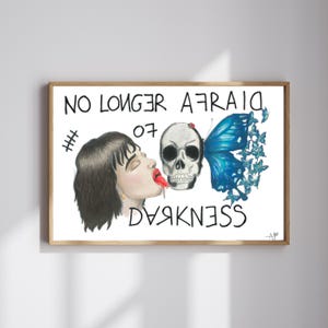 Stampa artistica femminile scura - Stampa gotica / Trasformazione del totem a farfalla / Decorazione con tatuaggio per l'emancipazione femminile
