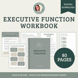 Executive Function Workbook for Neurodivergent Adults | ADHD Autism Planner PDF | Focus, Organisation, Time Management | Instant Download
