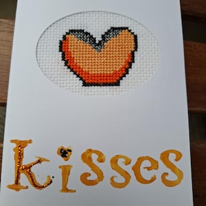 Biglietto d'auguri a punto croce, ricamato e dipinto a mano, con busta, ognuno unico. Matrimonio, Festa della Mamma, Compleanno, Anniversario, San Valentino