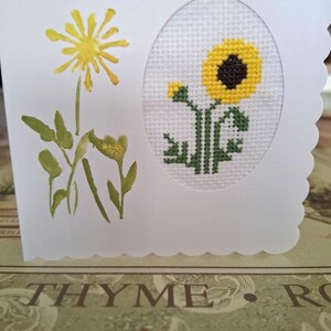 Tarjeta de felicitación en punto de cruz, bordada y pintada a mano, con sobre, cada una única. Boda, Día de la Madre, Cumpleaños, Aniversario, San Valentín