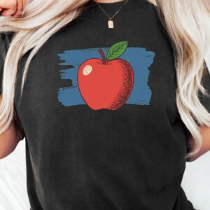 Cute Teacher Apple PNG, Comfort Colors Back To School Digital Download, Retro Apple Graphic Boxy Tee Sublimation