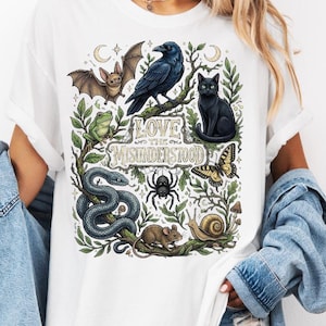 Love The Misunderstood PNG, Witchy Cottagecore Animals Clipart, Bat Raven Cat Snake Digital Download, Sublimation Design