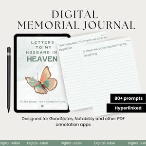 Diário Digital de Memórias do Luto, Caderno de Exercícios sobre Luto e Perda, Cartas para meu Marido no Céu, Luto, Cura, Estágios do Luto - iPad Tablet