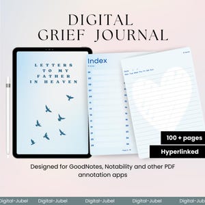 Diario digital de duelo por la pérdida de un padre, Cartas al Cielo, Cuaderno digital con líneas, Libro conmemorativo para recordar al padre - para Goodnotes, iPad