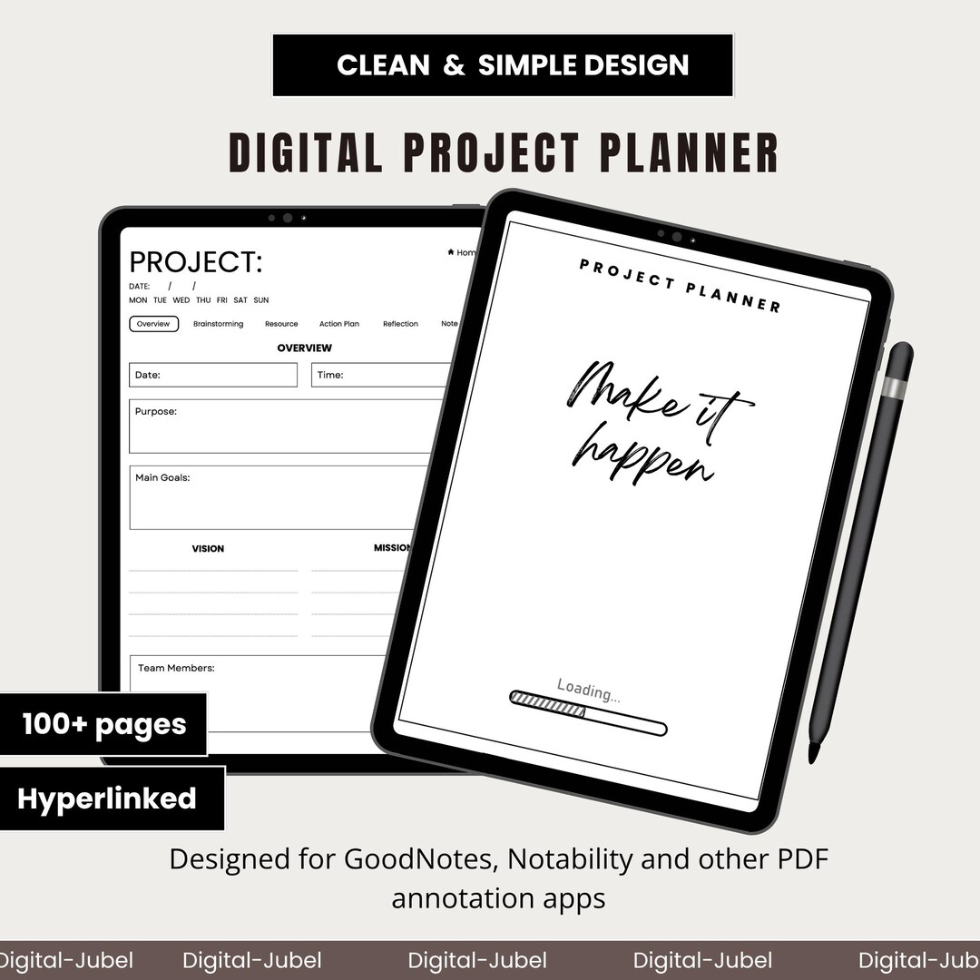 Project Planner Template for Goodnotes Notability Ipad, Interactive PDF ...