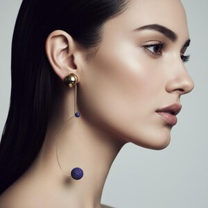 Boucles d'oreilles « equilibrium » Pierre de Lave verte et la tige plaquée or 18k image 7