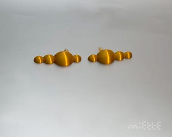 Boucles d'oreilles "Gouttelettes", Bijoux français, Boucles D'oreilles dorées, cadeau pour Femme, création unique Miette, en bioplastique
