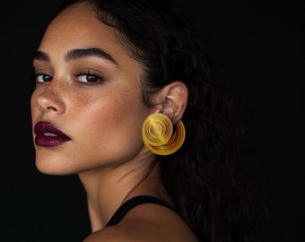 Boucles grandes "Sheena" les disques – Bijoux Dorés, Création Unique en Or, uniques pour Femme • création Miette bioplastique
