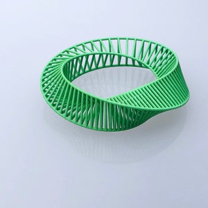 mobius bracelet 3d impression original design conception fait par Miette géométrique architecturale optique Green