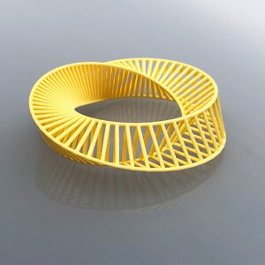 mobius bracelet 3d impression original design conception fait par Miette géométrique architecturale optique Yellow