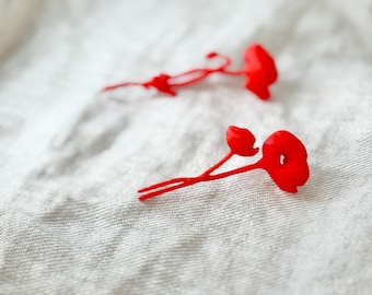 Boucles série végétaux "Coquelicots", Création Unique, Boucles D'oreilles bleues, cadeau, bioplastique, Miette