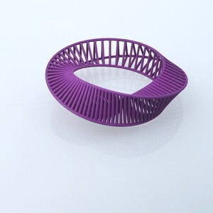 mobius bracelet 3d impression original design conception fait par Miette géométrique architecturale optique Purple