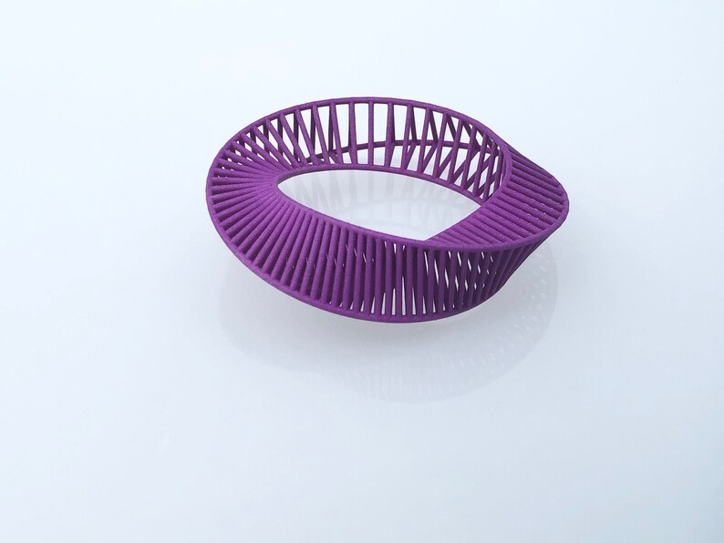 mobius bracelet 3d impression original design conception fait par Miette géométrique architecturale optique Purple