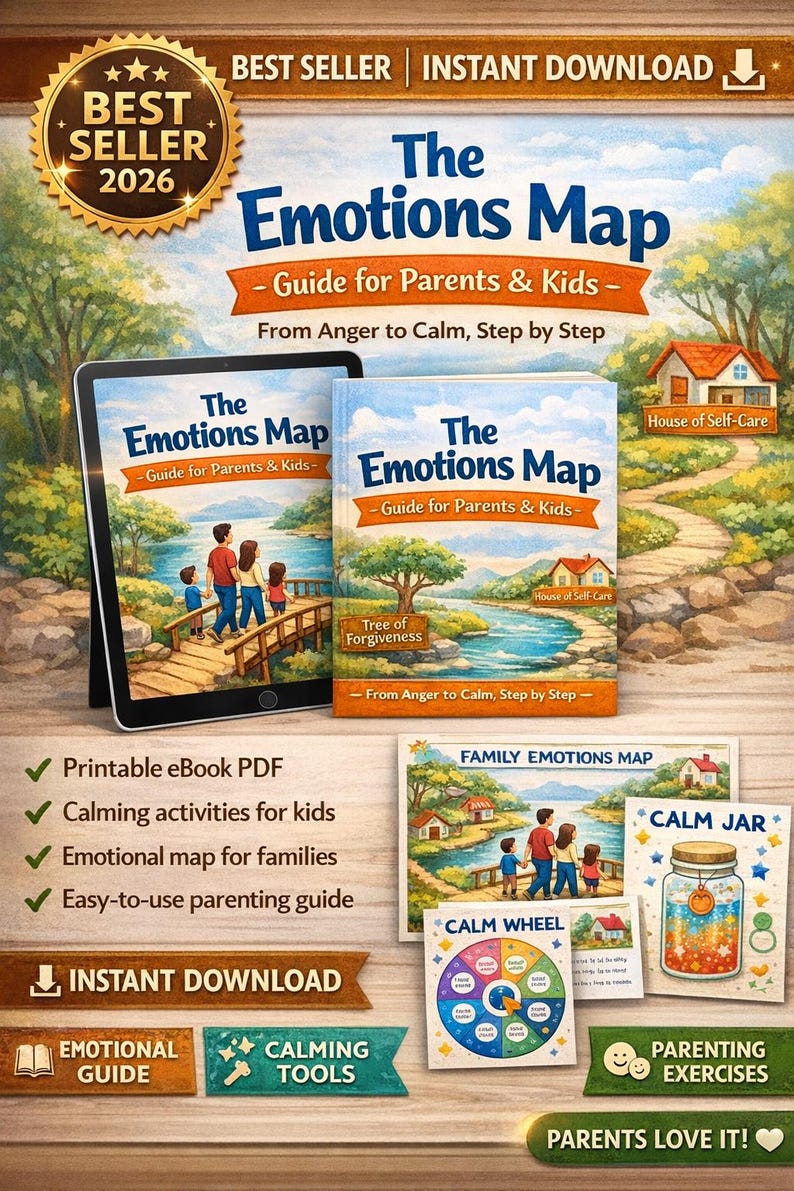 Printable Emotions Map for Kids, Parenting Ebook Guide, Emotional ...