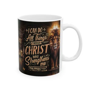 Ceramic Mug with Christian Artwork,Inspirational Coffee Cup,Religious Gift,Faith-Based Drinkware,Unique Christian Home Decor,Bible Verse Mug