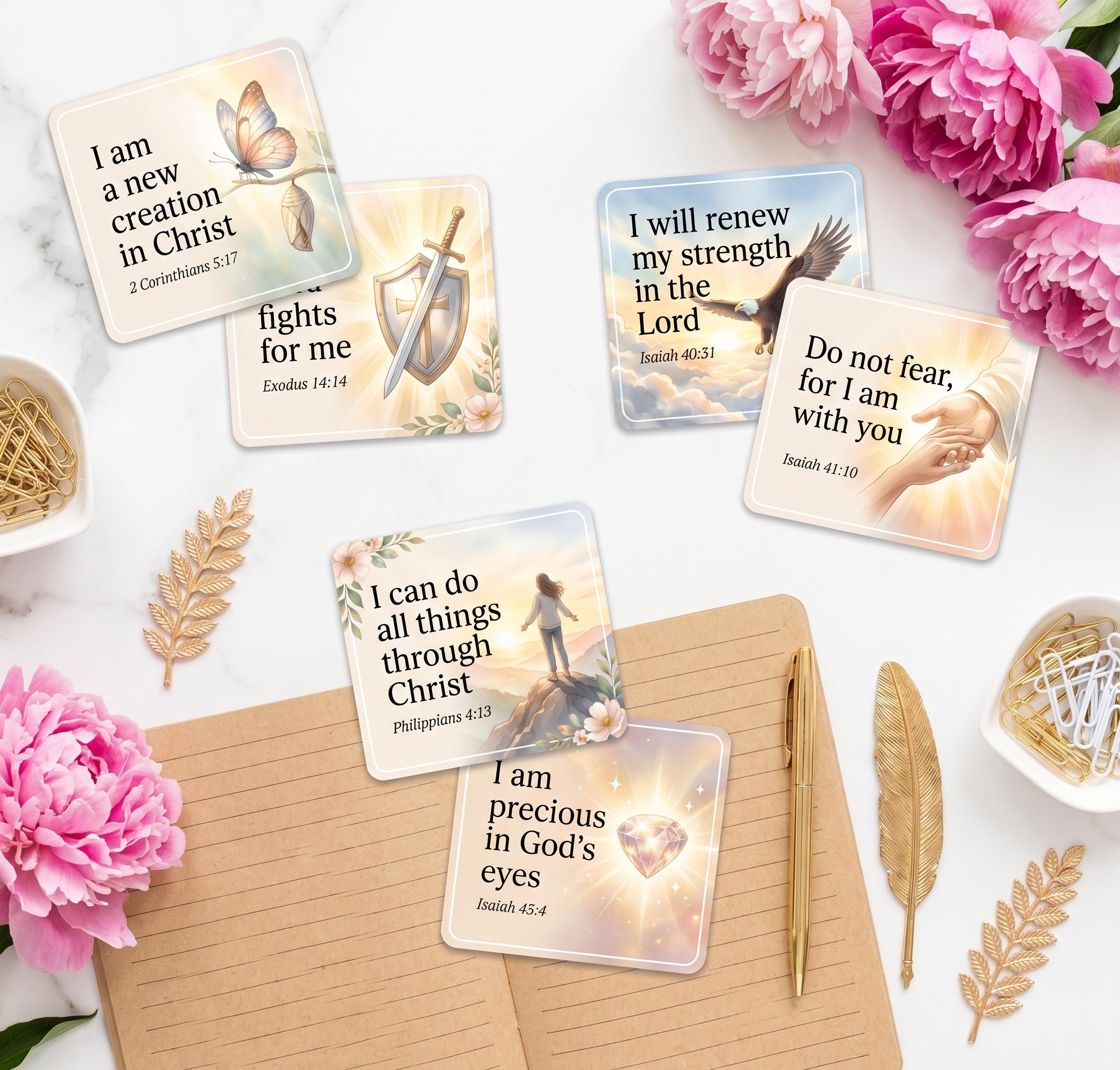 Christian Affirmation Cards Printable, Bible Verse Cards, Scripture ...