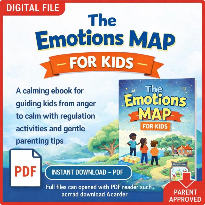 Printable Emotions Map for Kids, Parenting Ebook Guide, Emotional ...