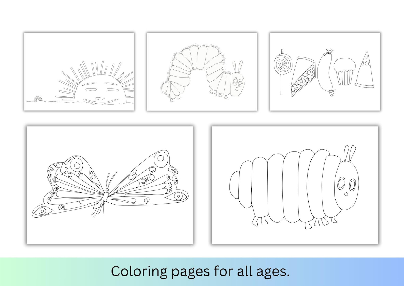 The Very Hungry Caterpillar Coloring Pages PDF PNG - for All Ages - Etsy