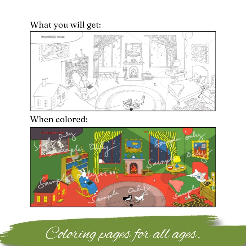 Goodnight Moon Coloring Pages PDF PNG - for All Ages - Etsy