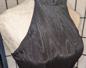 Vintage Positively Ellyn Dress Halter Black 80s 90s Prom Satin Ruffle Small