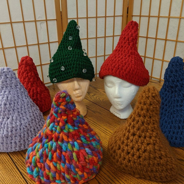 Crochet handmade Gnome hat mens unisex Acorn cosplay witch