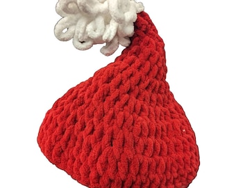 Crochet Santa Hat Handmade Whoville Grinch Elf Soft Christmas Cap L XL One Size