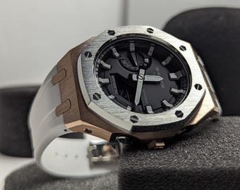 Custom CasiOak G-Shock Rose Gold & White, Casio GA-2100, Gen 5 mod
