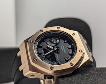 Custom CasiOak G-Shock Rose Gold & Black, Casio GMA-S2100, Gen 5 mod