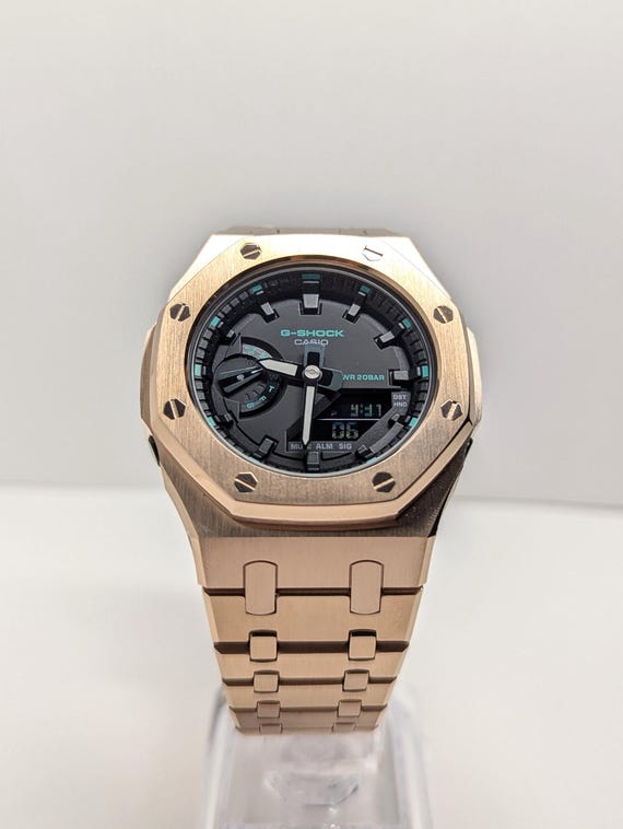 Custom Casioak G-shock Rose Gold & Black, Casio GMA-S2100, Gen 5